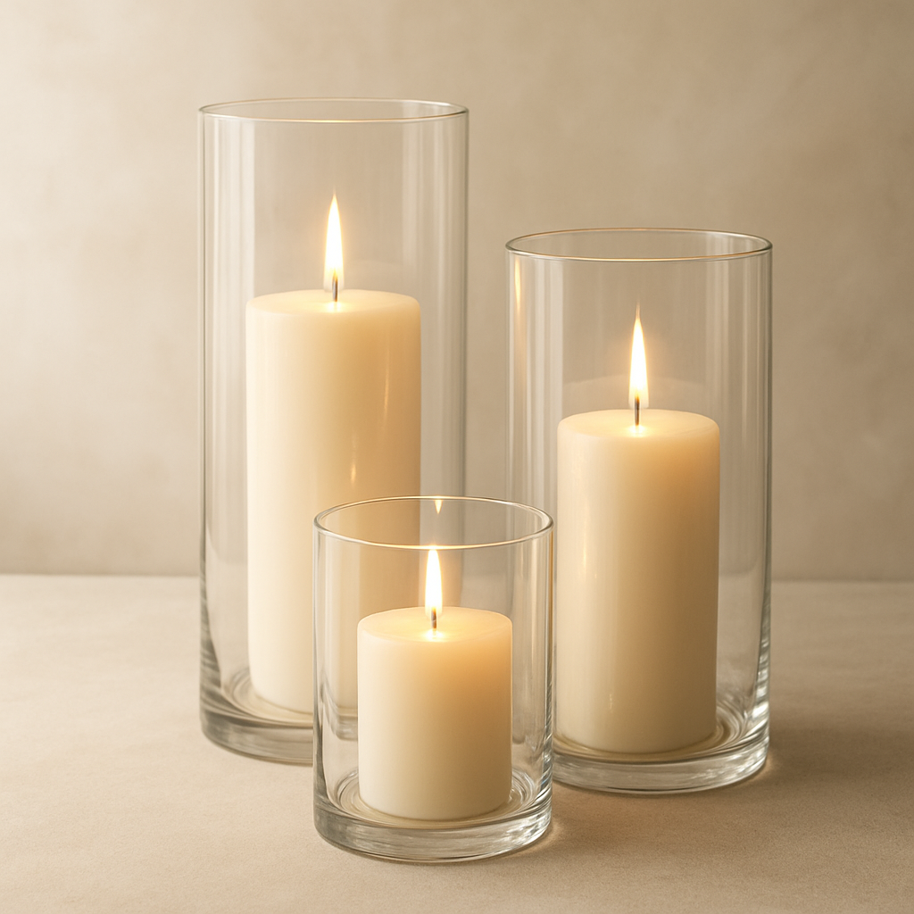 Glass Hurricane Lantern Set