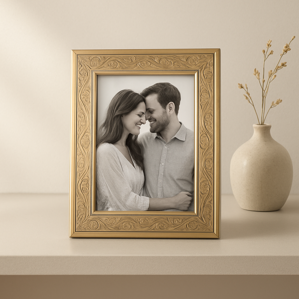 Engraved Brushed-Gold Photo Frame
