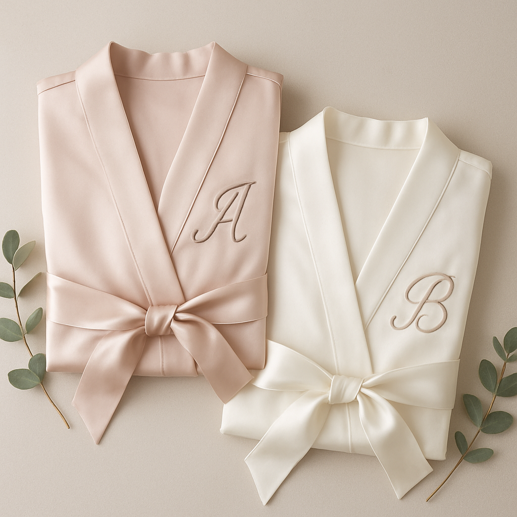 Monogrammed Satin Robe Set