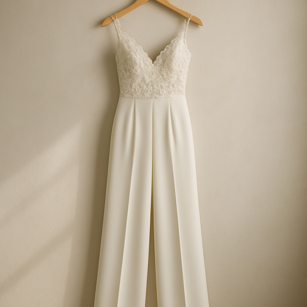 Ivory Wide-Leg Bridal Jumpsuit