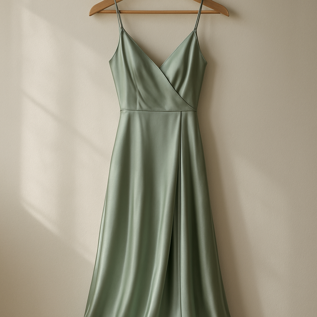 Sage Satin Bridesmaid Dress